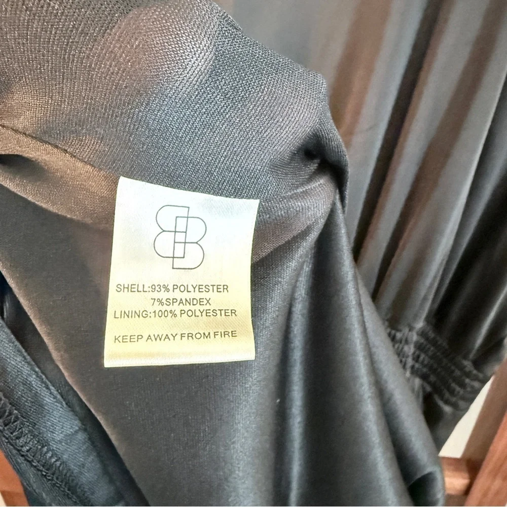 Baltic Born Poppy Black Satin Tie Front Midi Dress Size XL - Picture 6 of 7